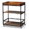 Baxton Studio Capri Oak and Black Mobile Metal Bar Cart with Stemware Rack 153-9040 - alternate 2